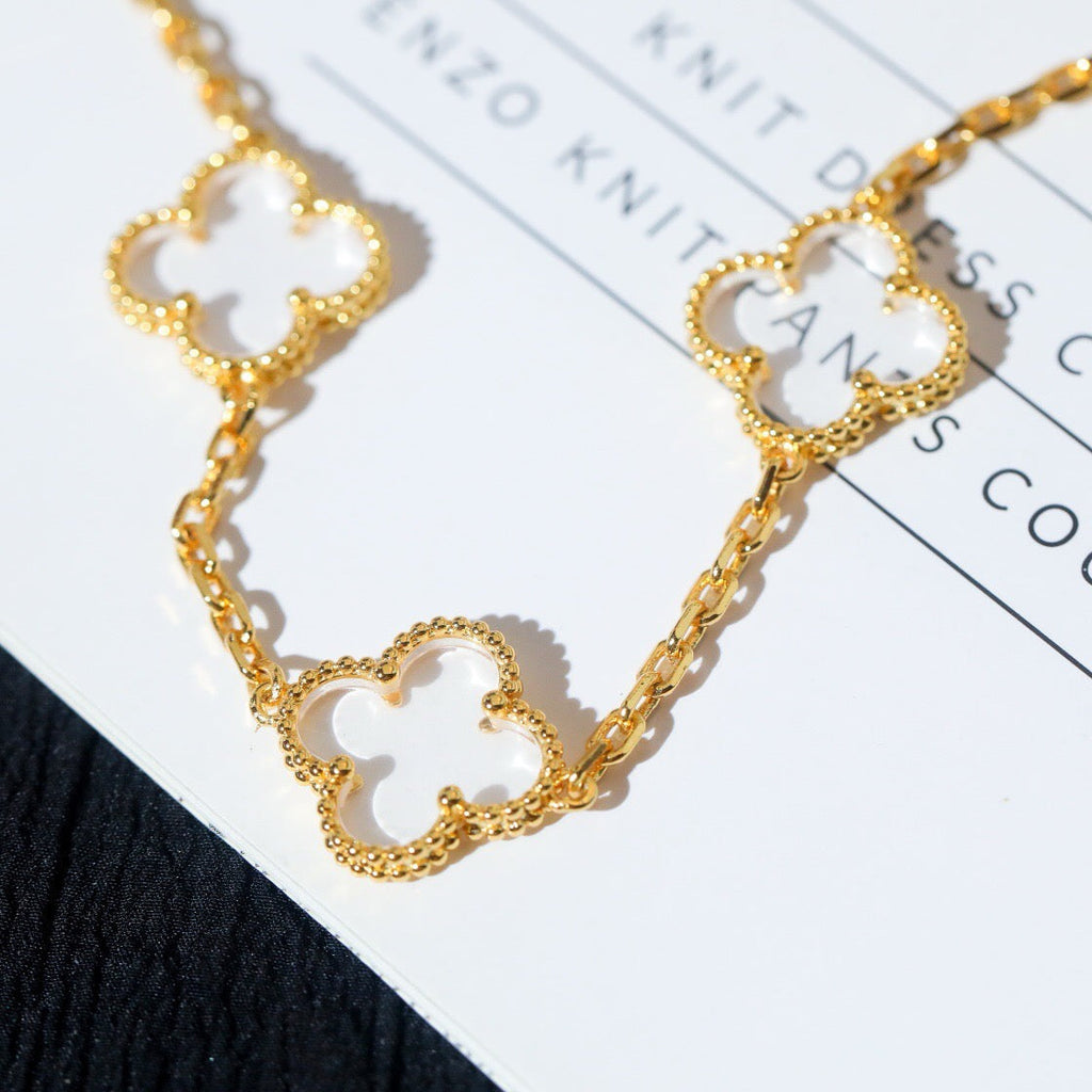 [Lumi]New CLOVER 5 MOTIF ROCK CRYSTAL BRACELET