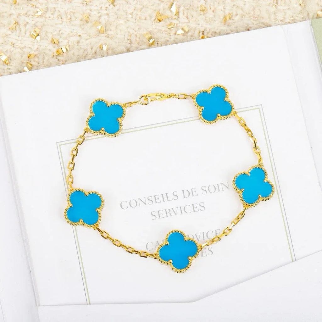 [Lumi jewelry] CLOVER 5 MOTIF TURQUOISE BRACELET COLLECTION
