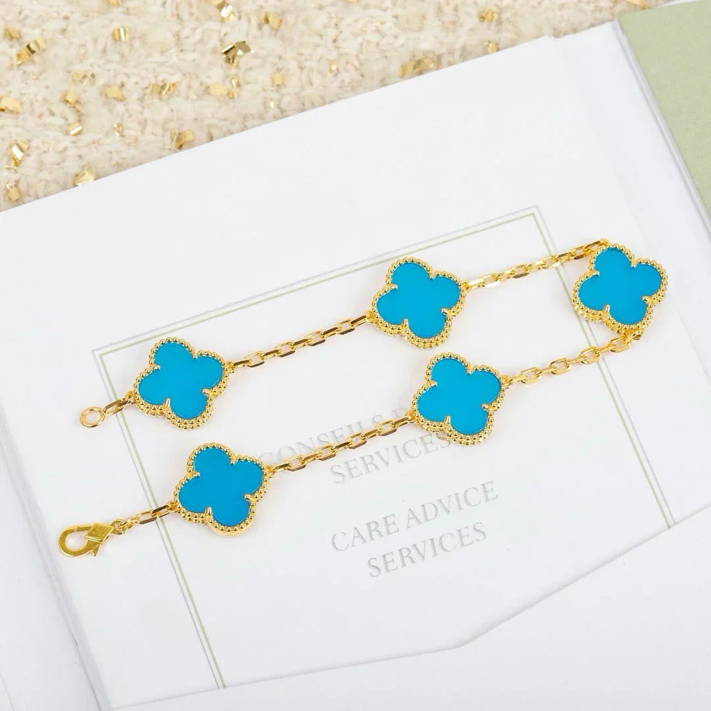 [Lumi]New  CLOVER 5 MOTIF TURQUOISE BRACELET COLLECTION