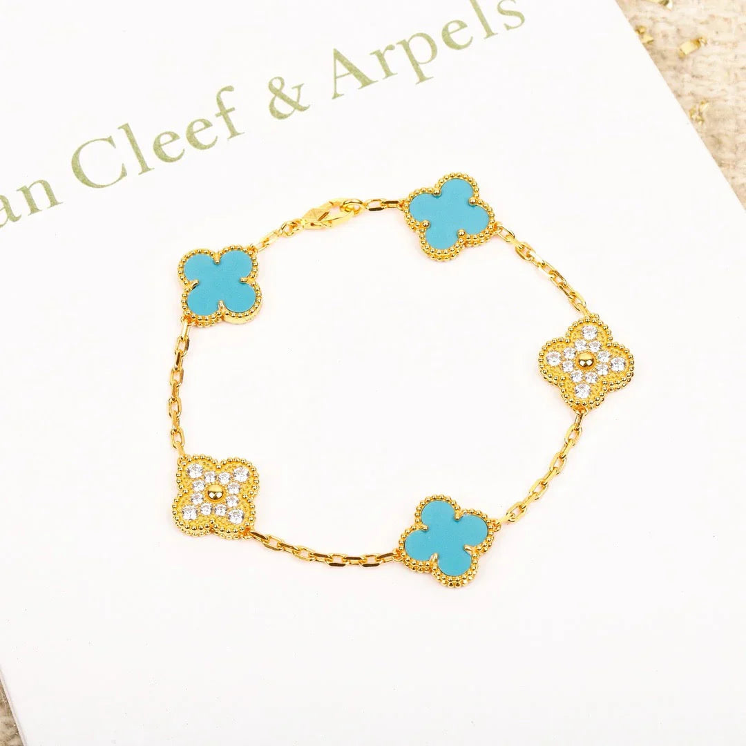 [Lumi]New  CLOVER 5 MOTIF TURQUOISE BRACELET COLLECTION