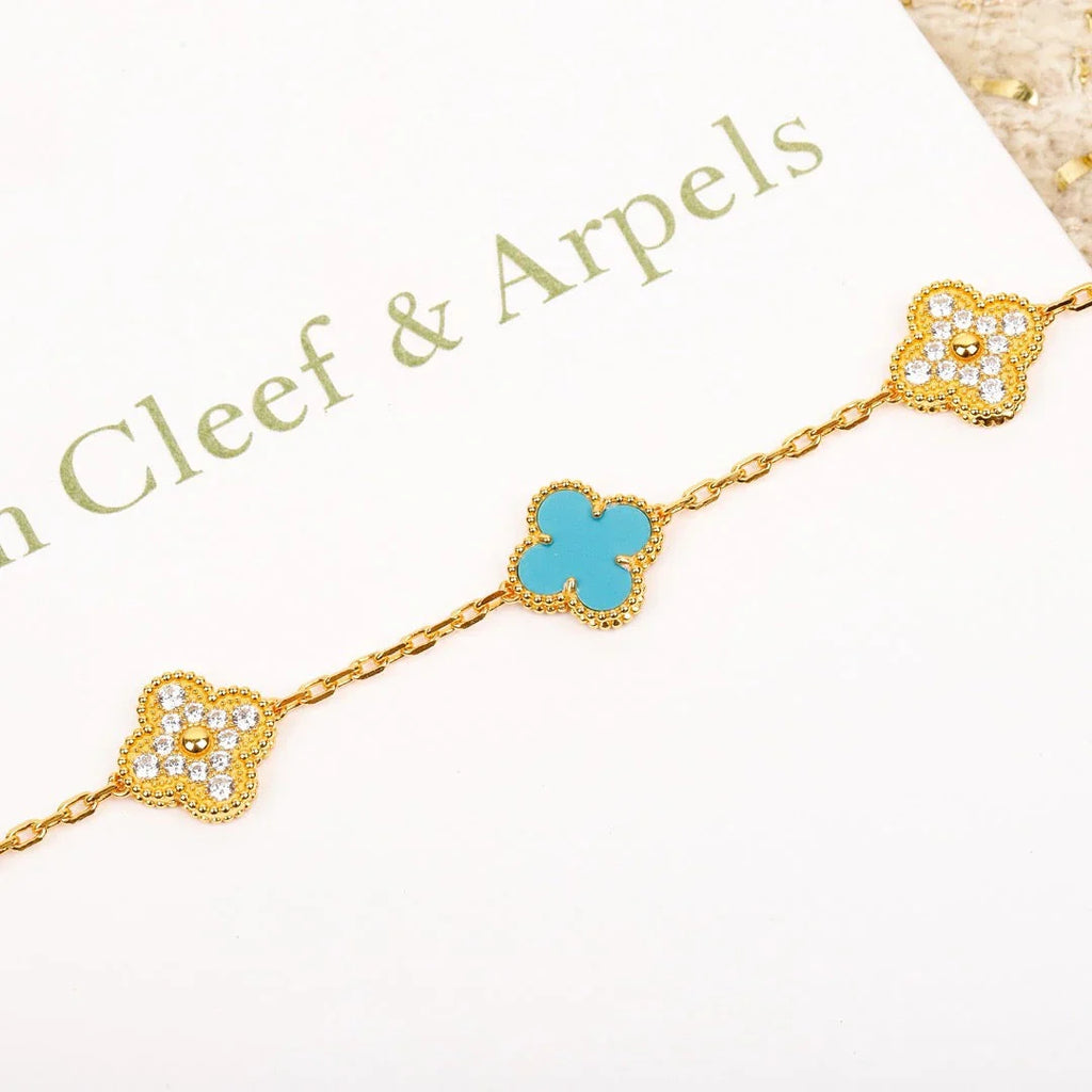 [Lumi jewelry] CLOVER 5 MOTIF TURQUOISE BRACELET COLLECTION