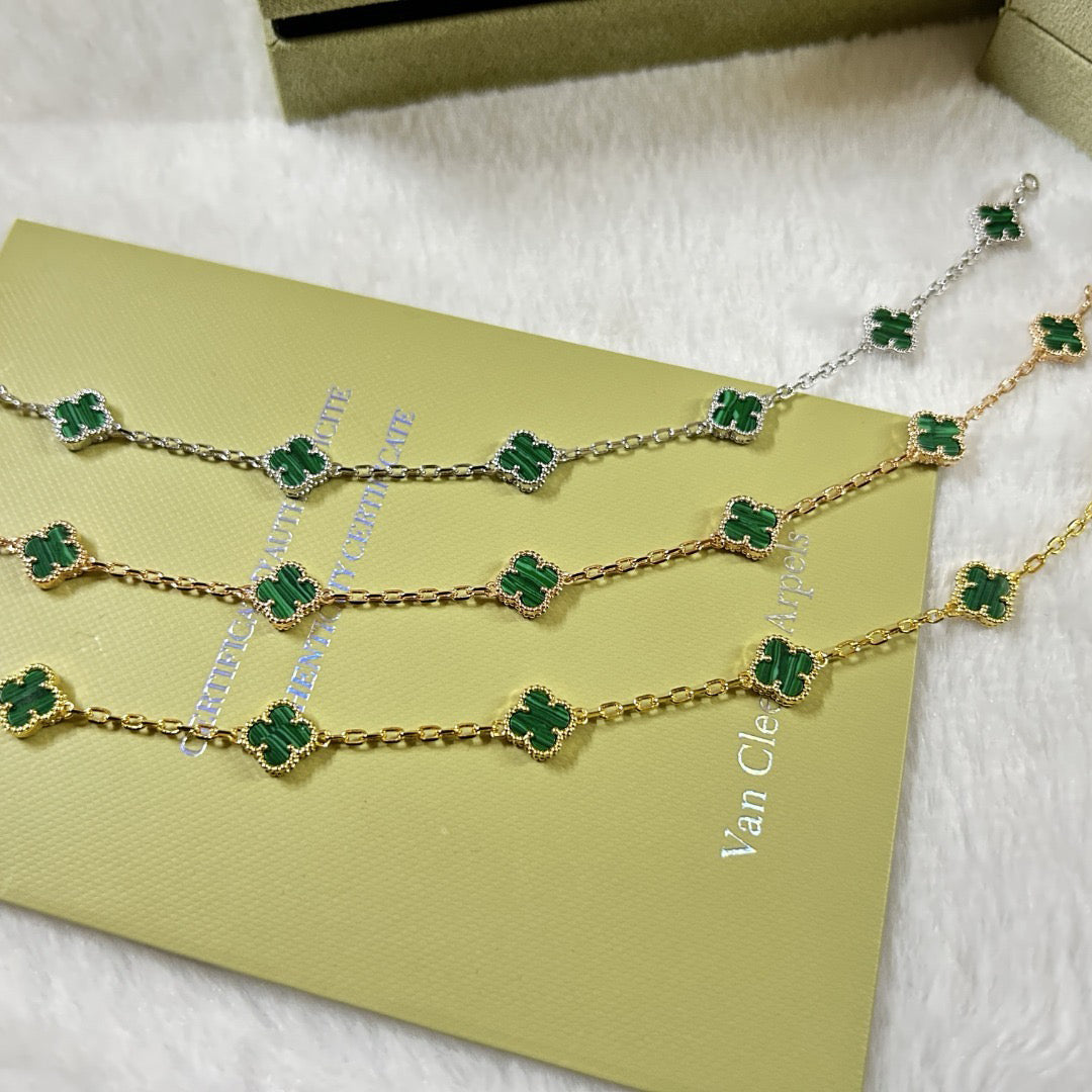 [¡®Lumi¡¯]CLOVER 6 MOTIF MALACHITE BRACELET