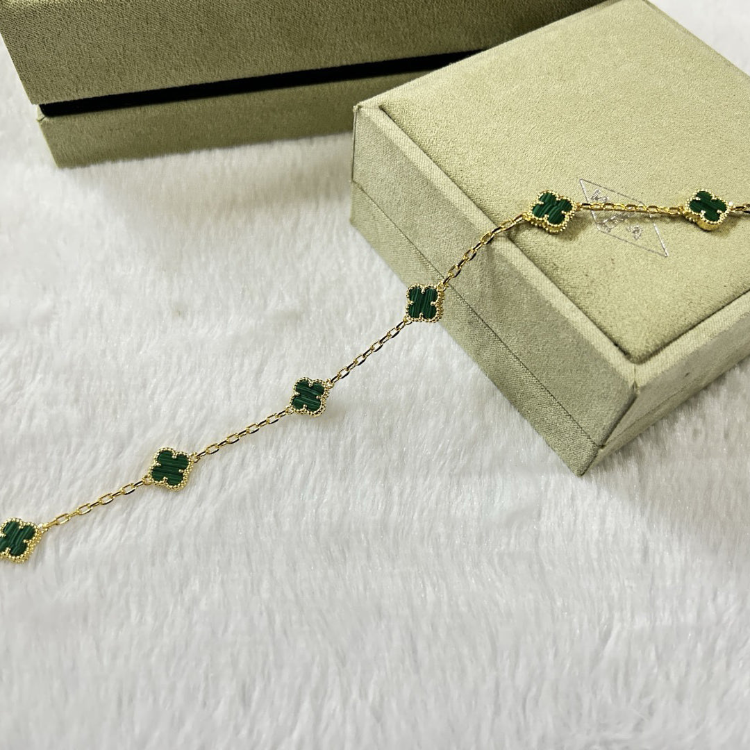 [¡®Lumi¡¯]CLOVER 6 MOTIF MALACHITE BRACELET