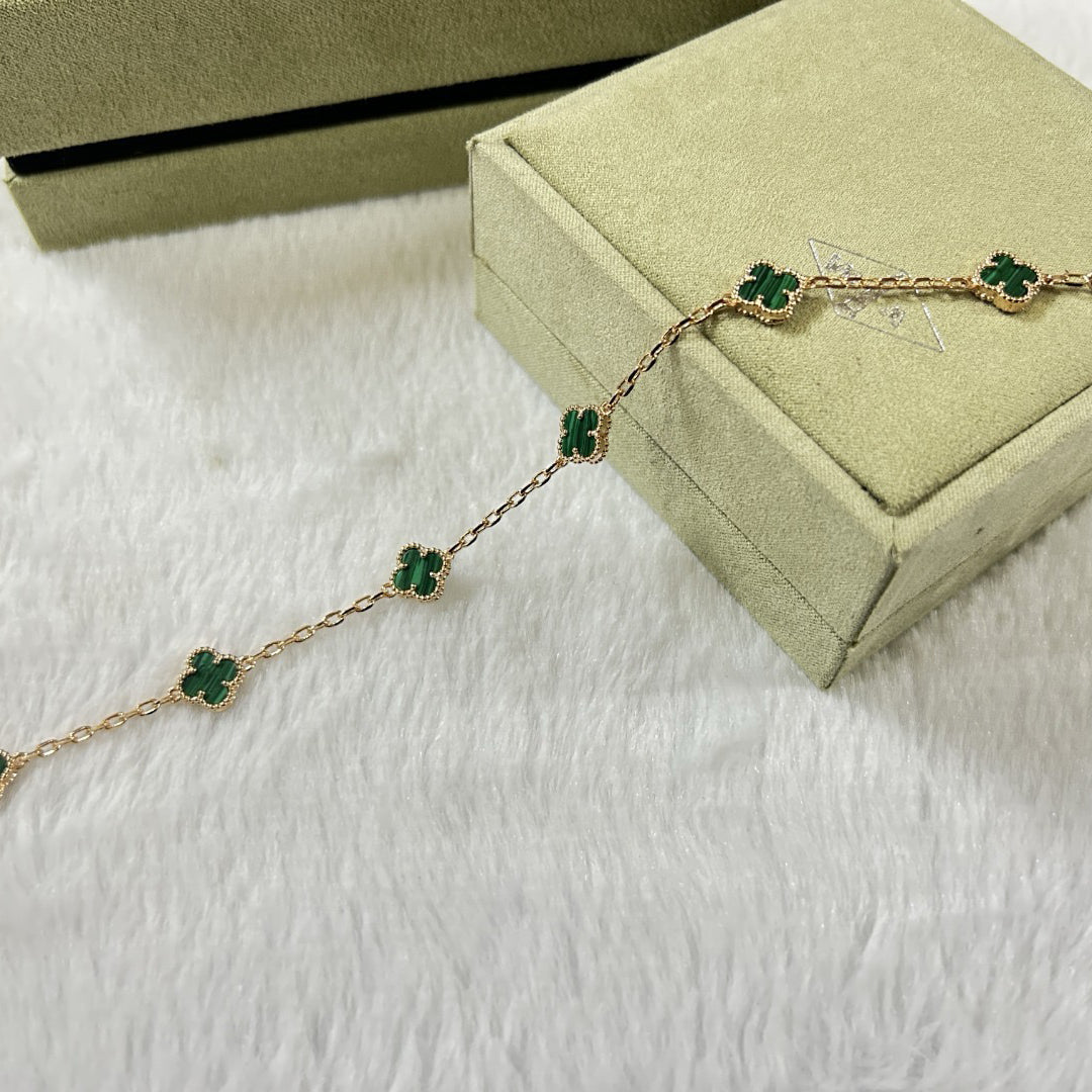 [¡®Lumi¡¯]CLOVER 6 MOTIF MALACHITE BRACELET
