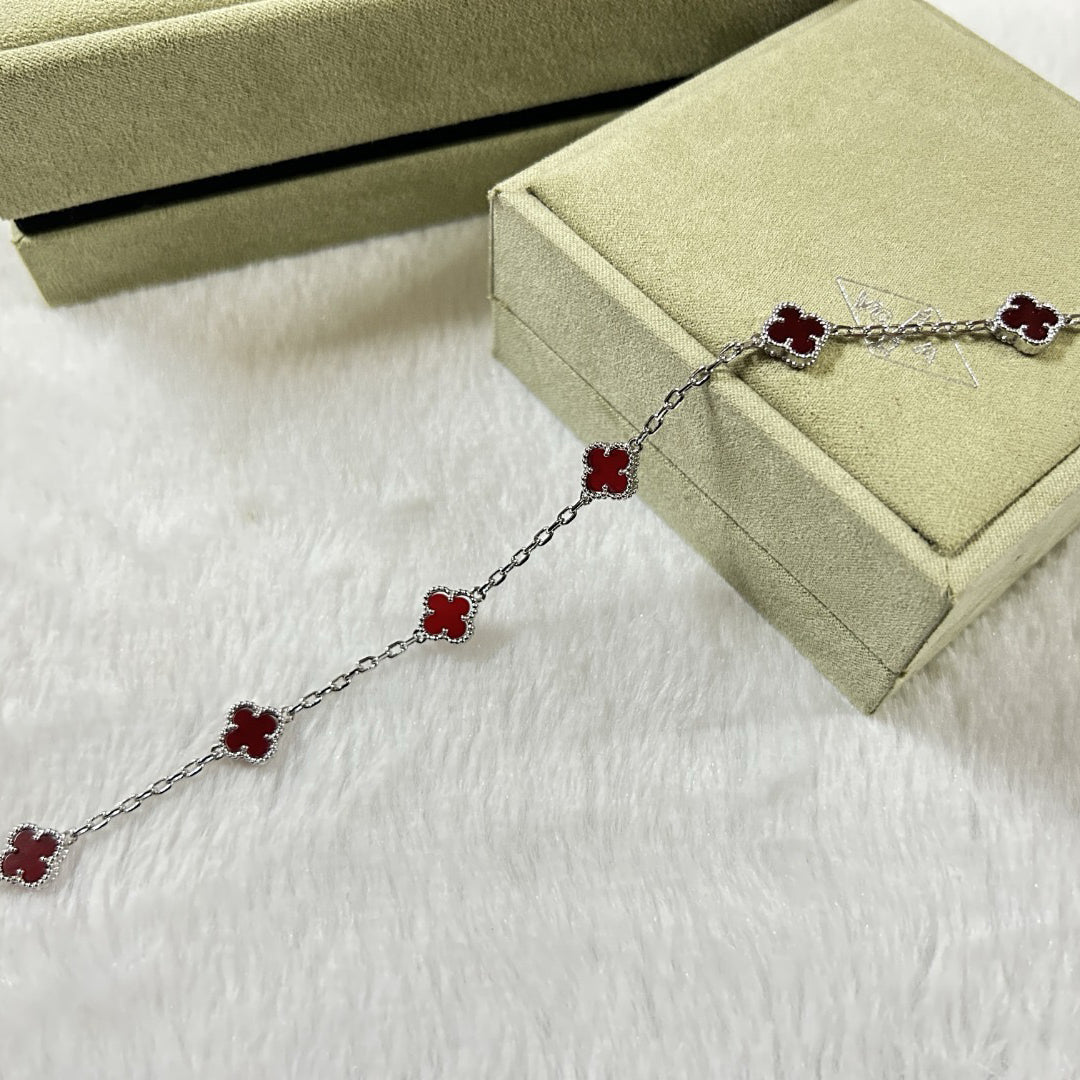 [¡®Lumi¡¯]CLOVER 6 MOTIF RED AGATE BRACELET