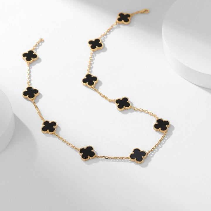 ¡®Lumi¡¯CLOVER 10 MOTIFS ONYX NECKLACE