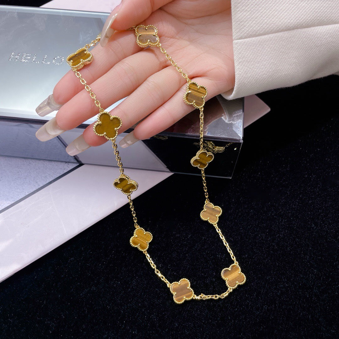 ¡®Lumi¡¯CLOVER 10 MOTIFS TIGER EYE NECKLACE