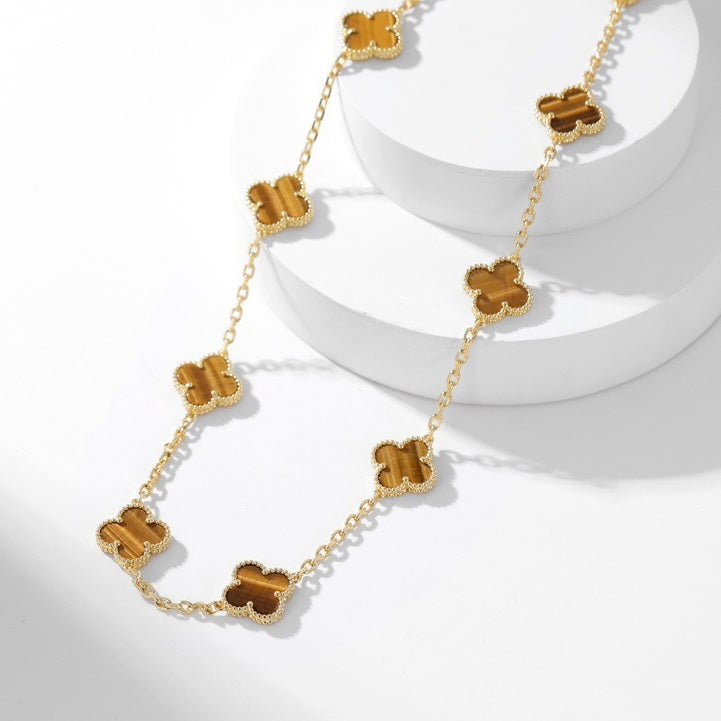 ¡®Lumi¡¯CLOVER 10 MOTIFS TIGER EYE NECKLACE