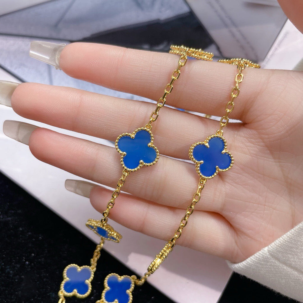 ¡®Lumi¡¯CLOVER 10 MOTIFS BLUE AGATE NECKLACE