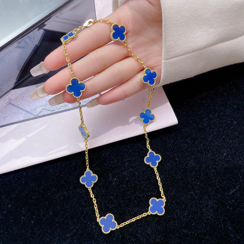 ¡®Lumi¡¯CLOVER 10 MOTIFS BLUE AGATE NECKLACE