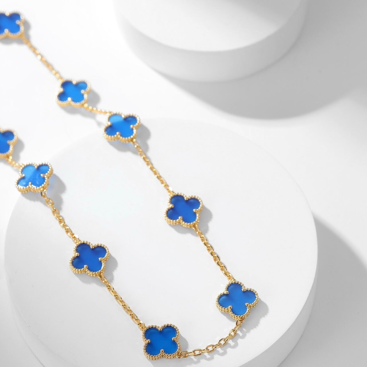 ¡®Lumi¡¯CLOVER 10 MOTIFS BLUE AGATE NECKLACE