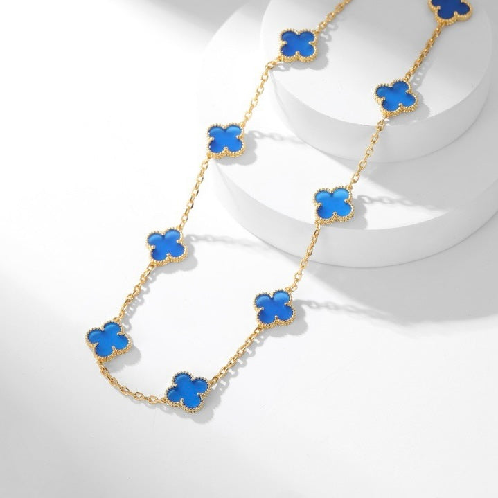 ¡®Lumi¡¯CLOVER 10 MOTIFS BLUE AGATE NECKLACE