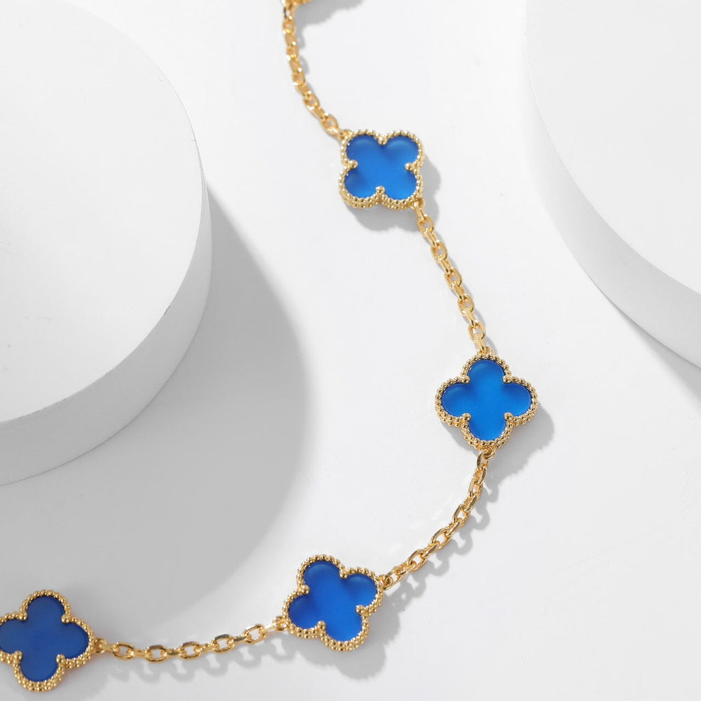 ¡®Lumi¡¯CLOVER 10 MOTIFS BLUE AGATE NECKLACE
