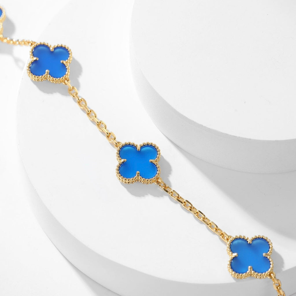 ¡®Lumi¡¯CLOVER 10 MOTIFS BLUE AGATE NECKLACE