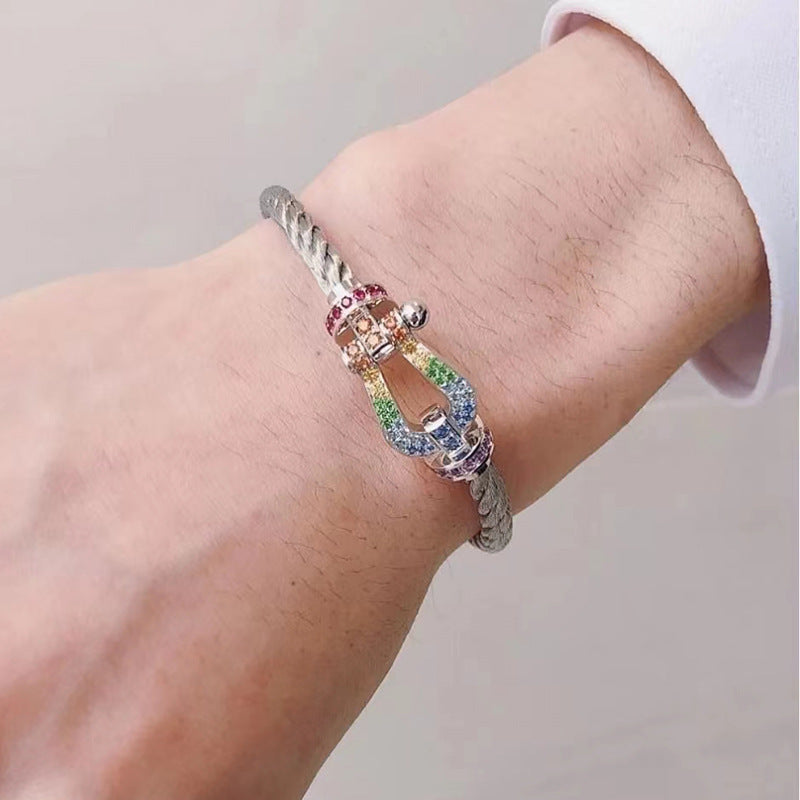 ¡®Lumi¡¯FORCE LARGE HORSESHOE  COLORED DIAMOND BRACELET ROSE GOLD