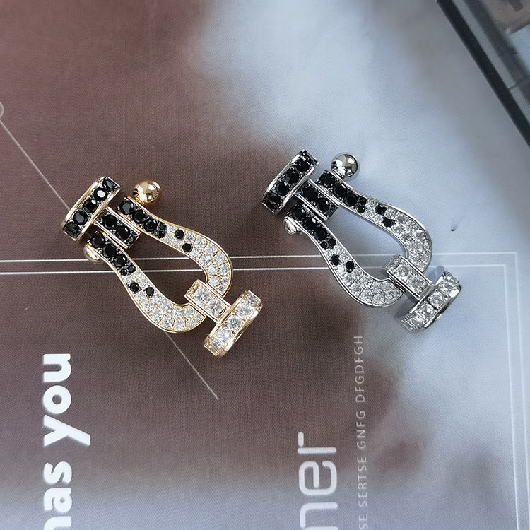 ¡®Lumi¡¯FORCE LARGE HORSESHOE BLACK WHITE DIAMOND BRACELET ROSE GOLD