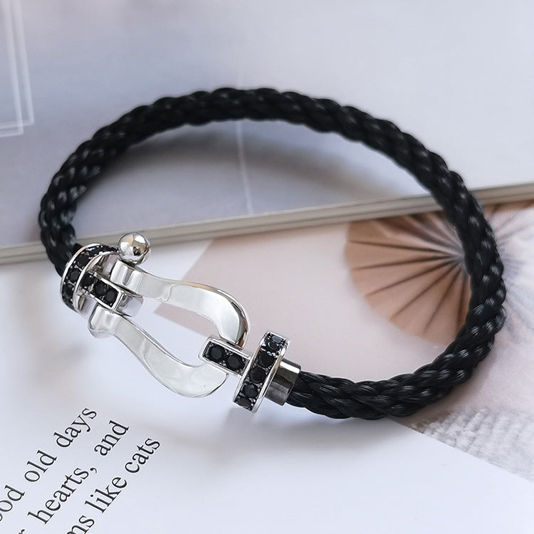 ¡®Lumi¡¯FORCE LARGE HORSESHOE BLACK DIAMOND BRACELET SILVER