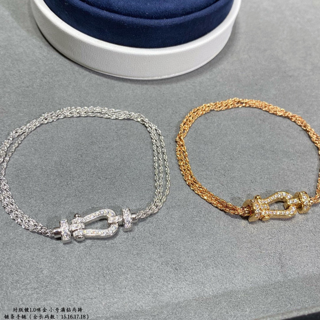 ¡®Lumi¡¯FORCE SMALL HORSESHOE  DIAMOND CHAIN ROPE BRACELET