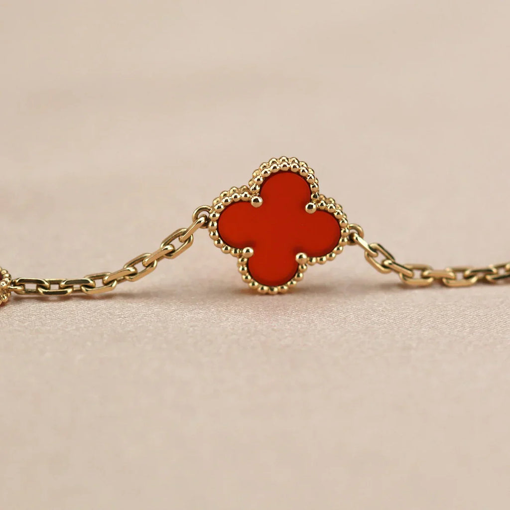 [Lumi]New  CLOVER 5 MOTIF RED CORNELIAN BRACELET COLLECTION