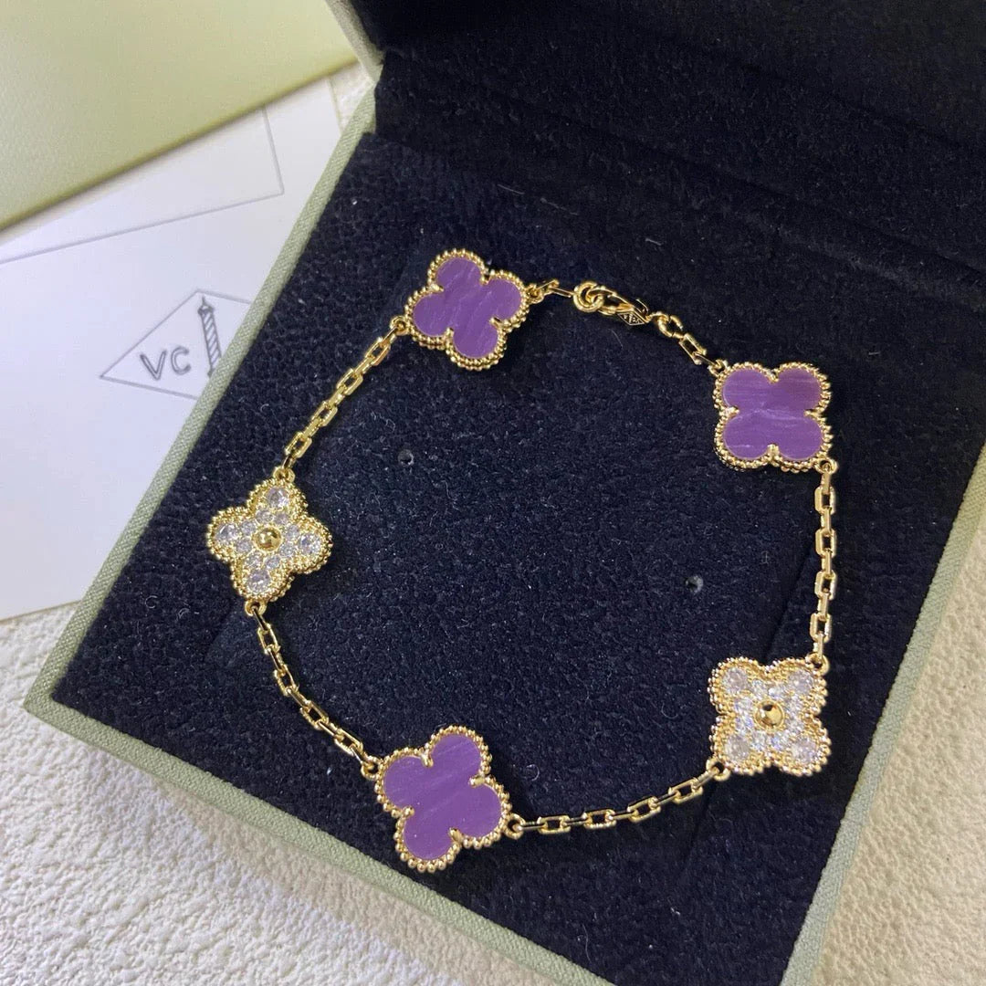 [Lumi]New  CLOVER 5 MOTIF VIOLET BRACELET COLLECTION