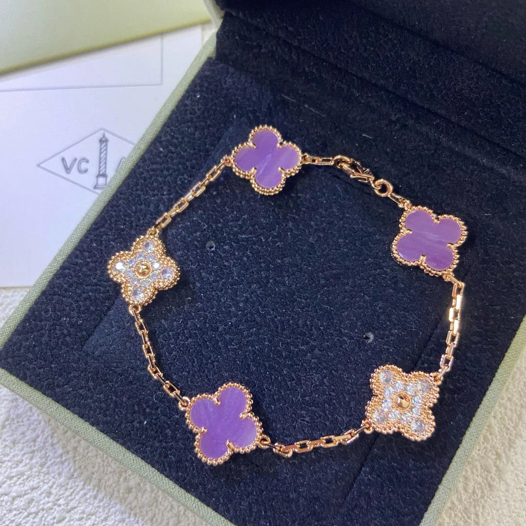 [Lumi jewelry] CLOVER 5 MOTIF VIOLET BRACELET COLLECTION