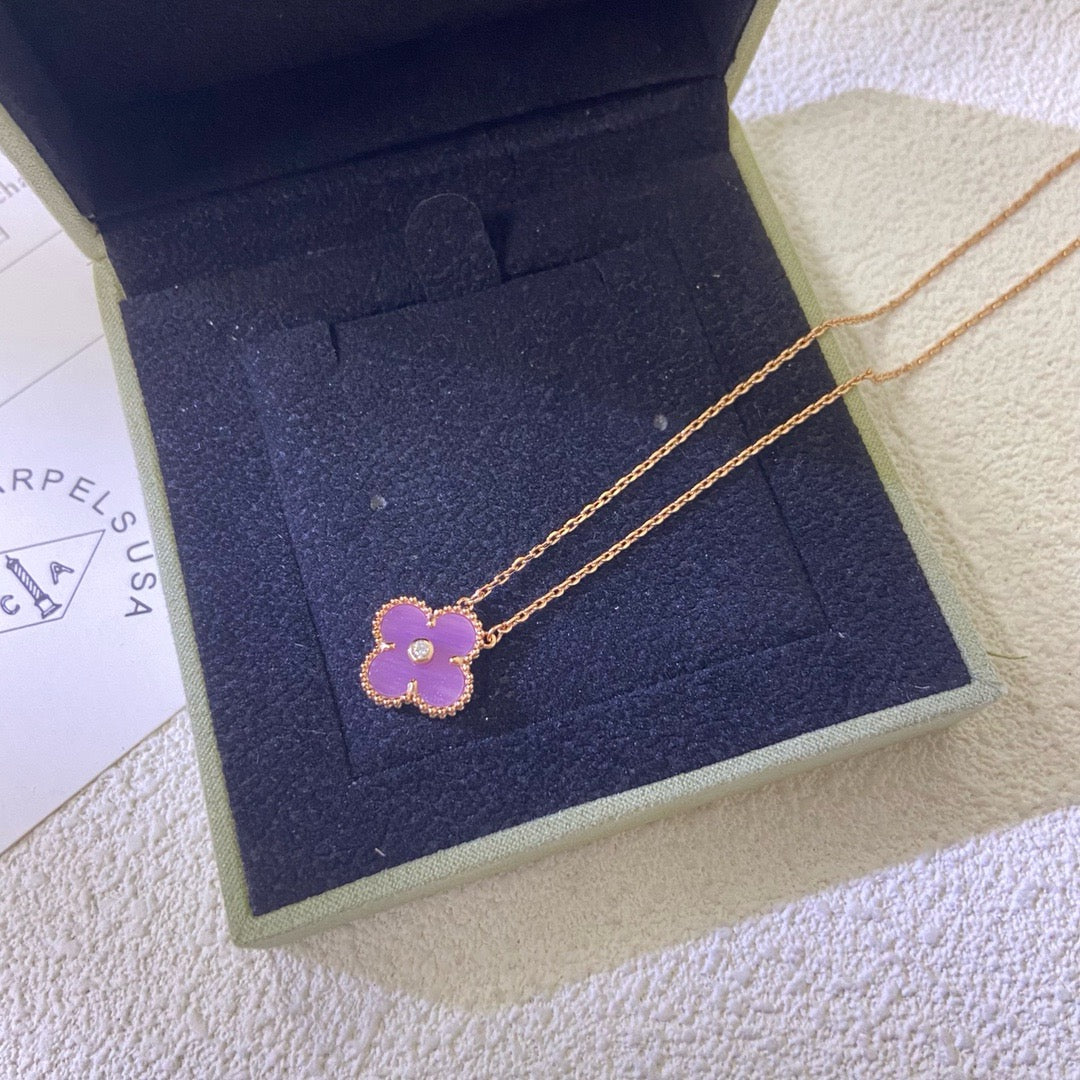 ¡®Lumi¡¯CLOVER 15MM DIAMOND  PURPLE VIOLET NECKLACE