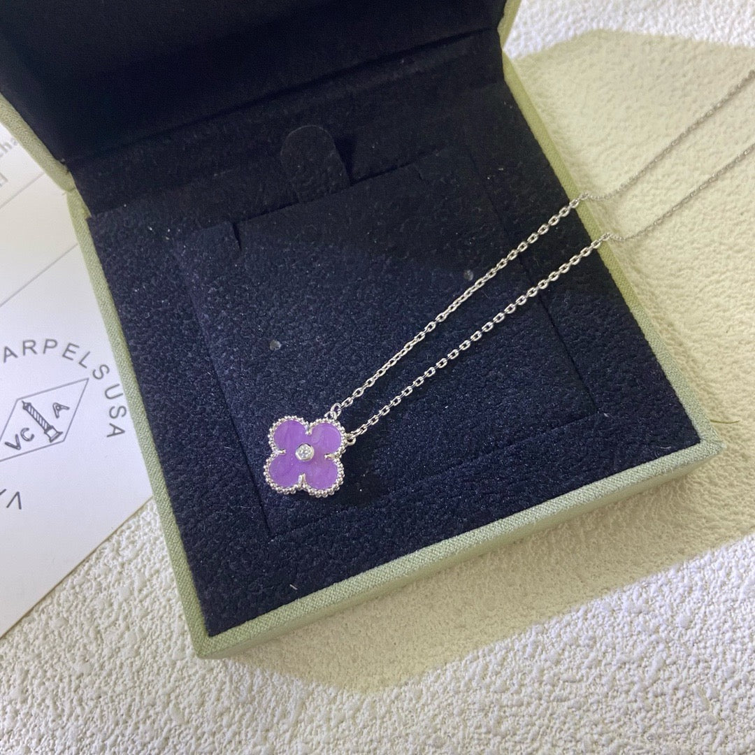 ¡®Lumi¡¯CLOVER 15MM DIAMOND  PURPLE VIOLET NECKLACE
