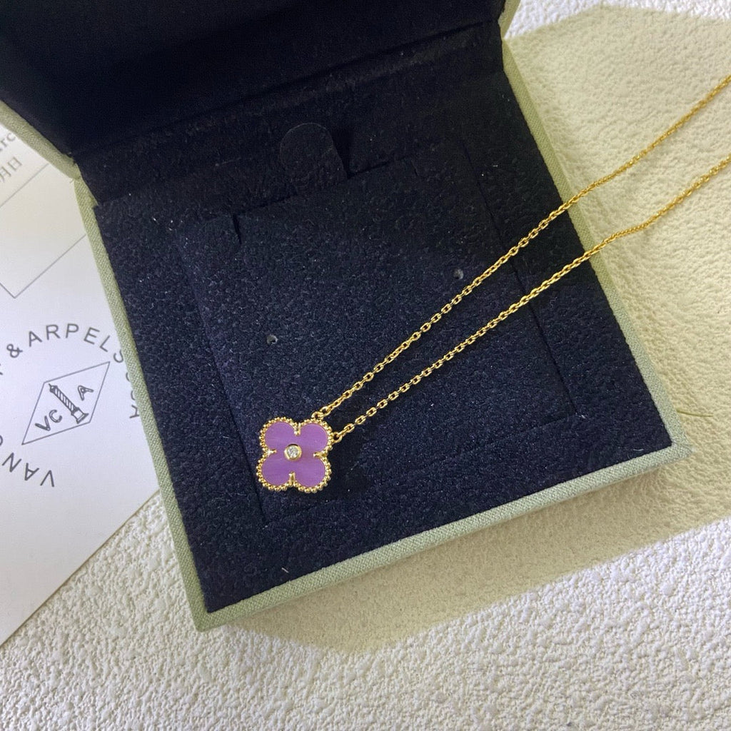 ¡®Lumi¡¯CLOVER 15MM DIAMOND  PURPLE VIOLET NECKLACE