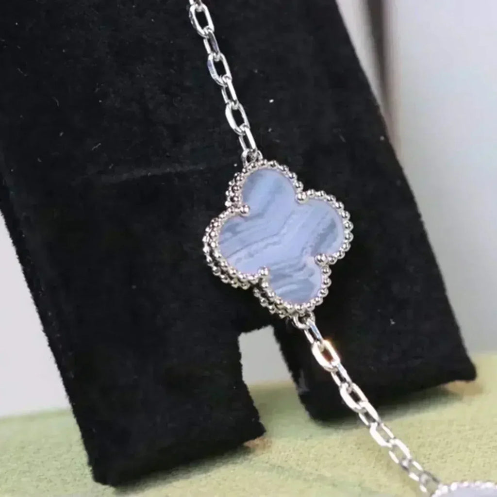 [Lumi]New  CLOVER 5 MOTIF PURPLE CHALCEDONY BRACELET COLLECTION