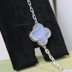 [Lumi]New  CLOVER 5 MOTIF PURPLE CHALCEDONY BRACELET COLLECTION