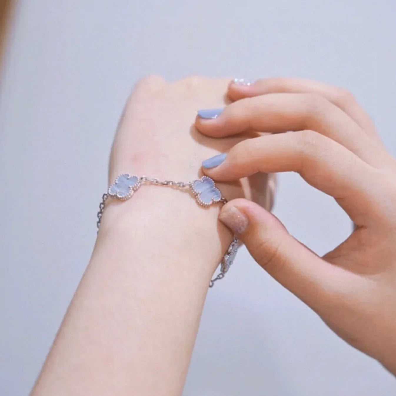 [Lumi jewelry] CLOVER 5 MOTIF PURPLE CHALCEDONY BRACELET COLLECTION
