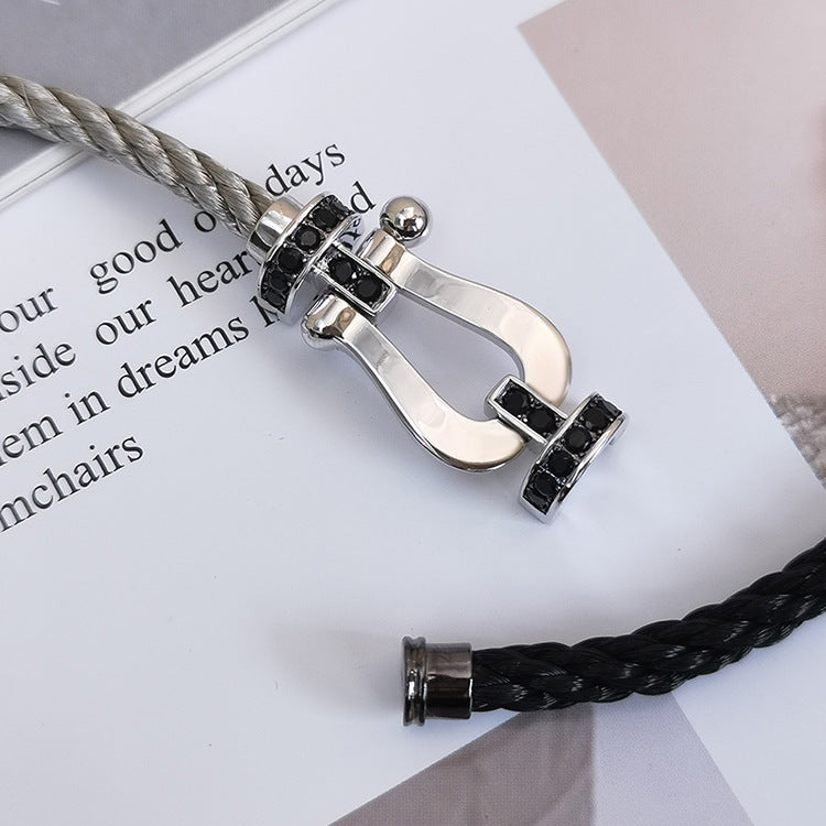 ¡®Lumi¡¯FORCE LARGE HORSESHOE BLACK DIAMOND BRACELET SILVER