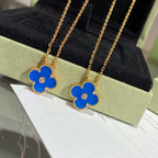 ¡®Lumi¡¯CLOVER 15MM DIAMOND AND BLUE AGATE NECKLACE