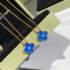 ¡®Lumi¡¯CLOVER 15MM DIAMOND AND BLUE AGATE NECKLACE