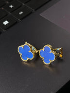 [Lumi] CLOVER LARGE (20mm) 1 MOTIFS BLUE MOP STUD EARRINGS