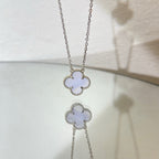 ¡®Lumi¡¯CLOVER 15MM BLUE CHALCEDONY NECKLACE SILVER