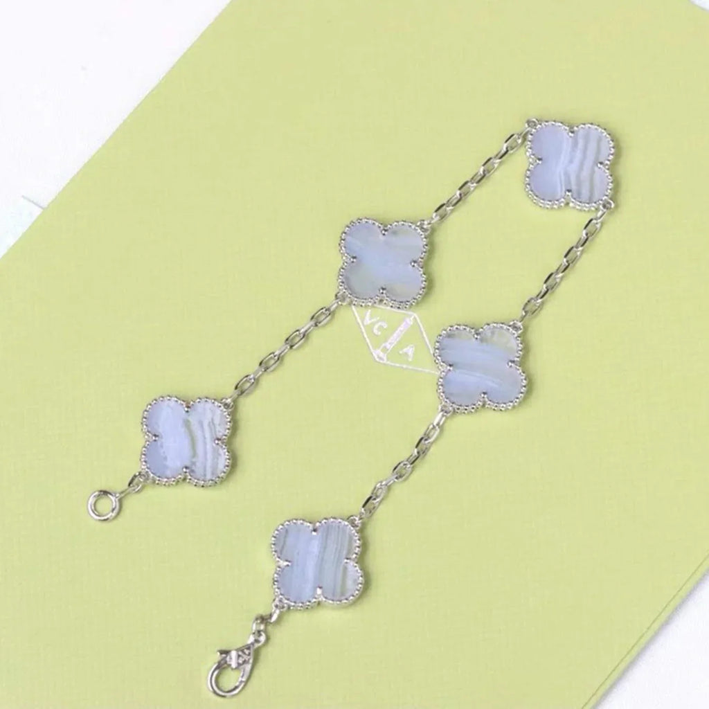 [Lumi jewelry] CLOVER 5 MOTIF PURPLE CHALCEDONY BRACELET COLLECTION