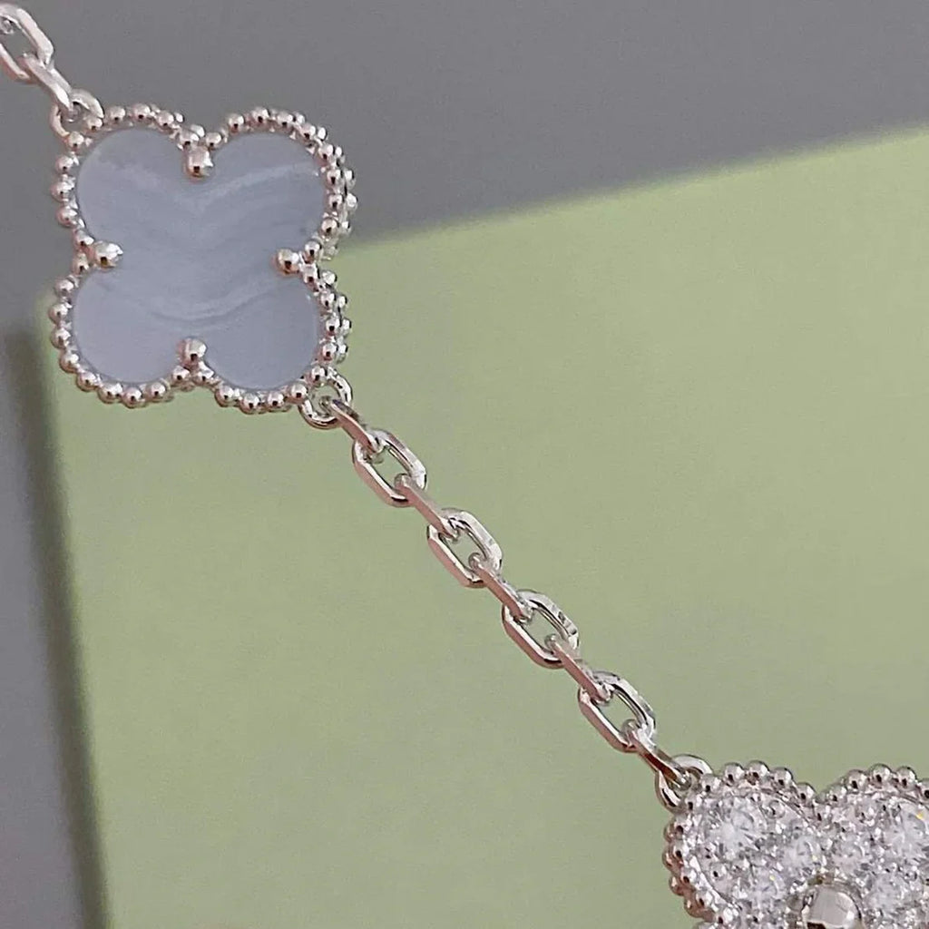 [Lumi jewelry] CLOVER 5 MOTIF PURPLE CHALCEDONY BRACELET COLLECTION