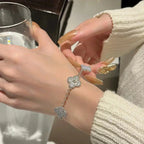 [Lumi]New  CLOVER 5 MOTIF PURPLE CHALCEDONY BRACELET COLLECTION