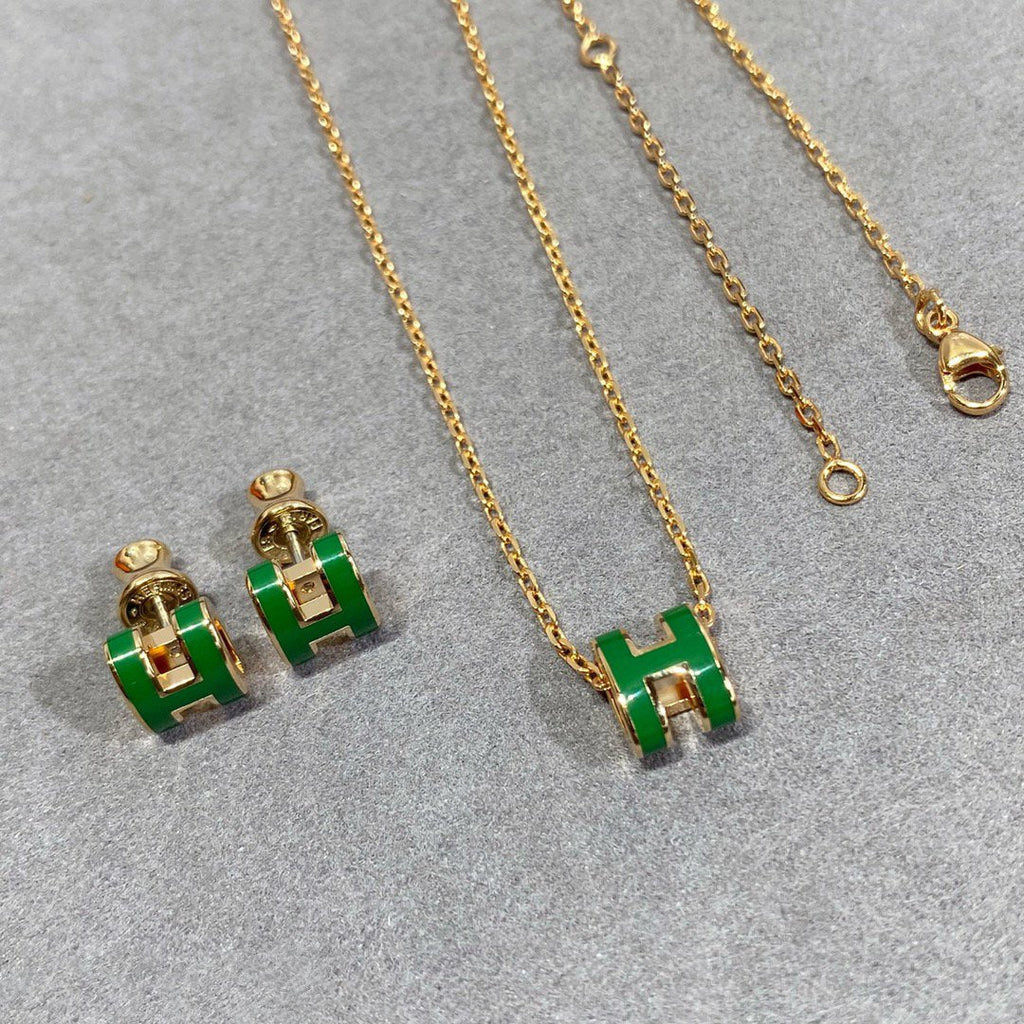 ¡®Lumi¡¯POP H GREEN NECKLACE SILVER AND GOLD
