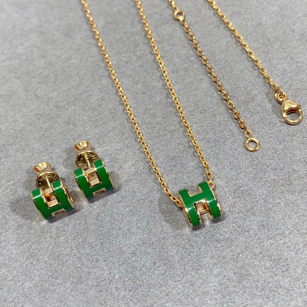¡®Lumi¡¯POP H GREEN NECKLACE SILVER AND GOLD