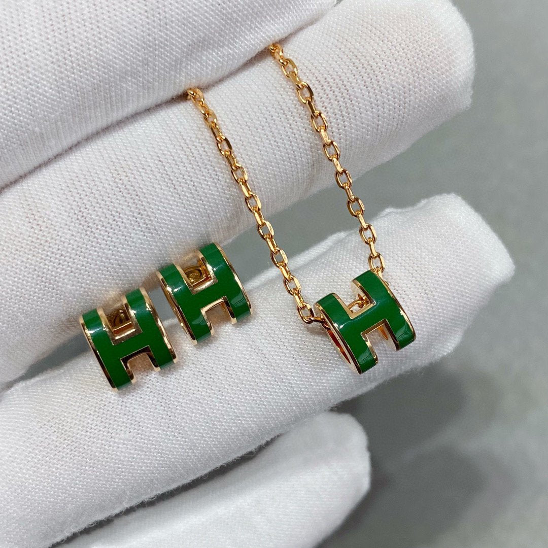¡®Lumi¡¯POP H GREEN NECKLACE SILVER AND GOLD
