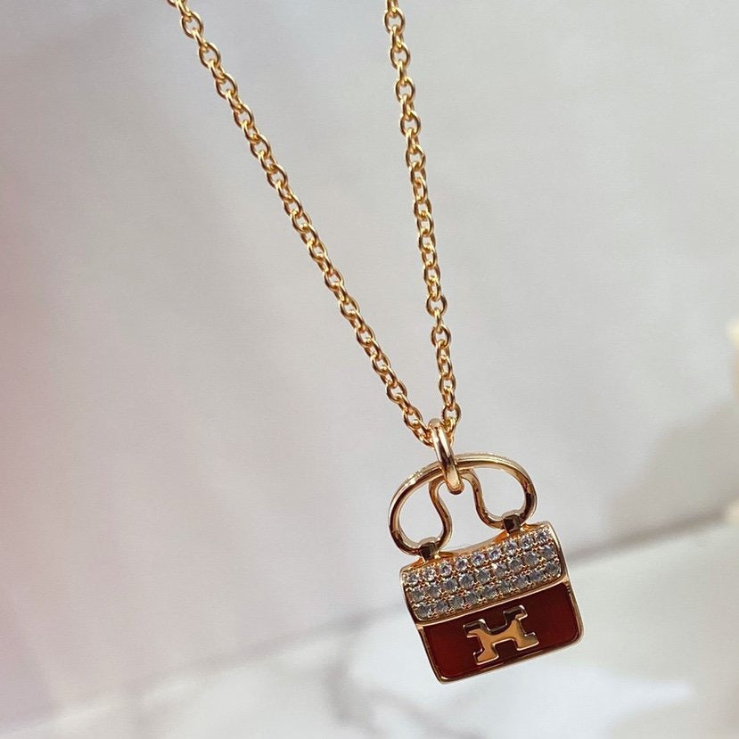 ¡®Lumi¡¯CONSTANCE RED PEDANT PINK GOLD NECKLACE