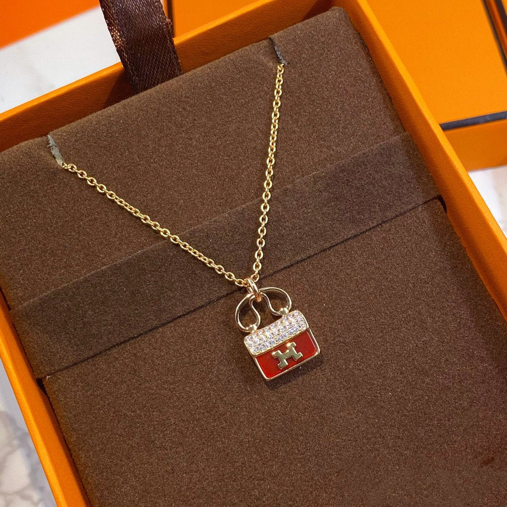 ¡®Lumi¡¯CONSTANCE RED PEDANT PINK GOLD NECKLACE