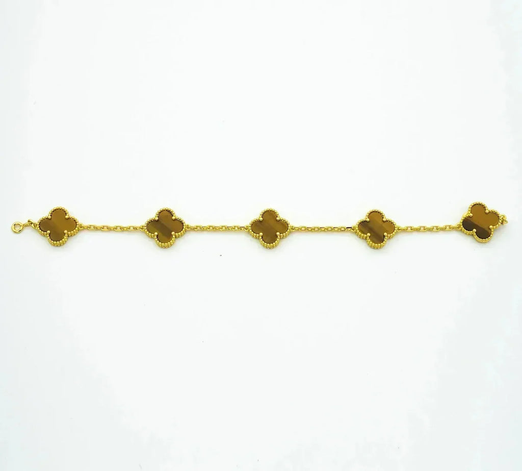 [Lumi jewelry] CLOVER 5 MOTIFS TIGER EYE BRACELET COLLECTION