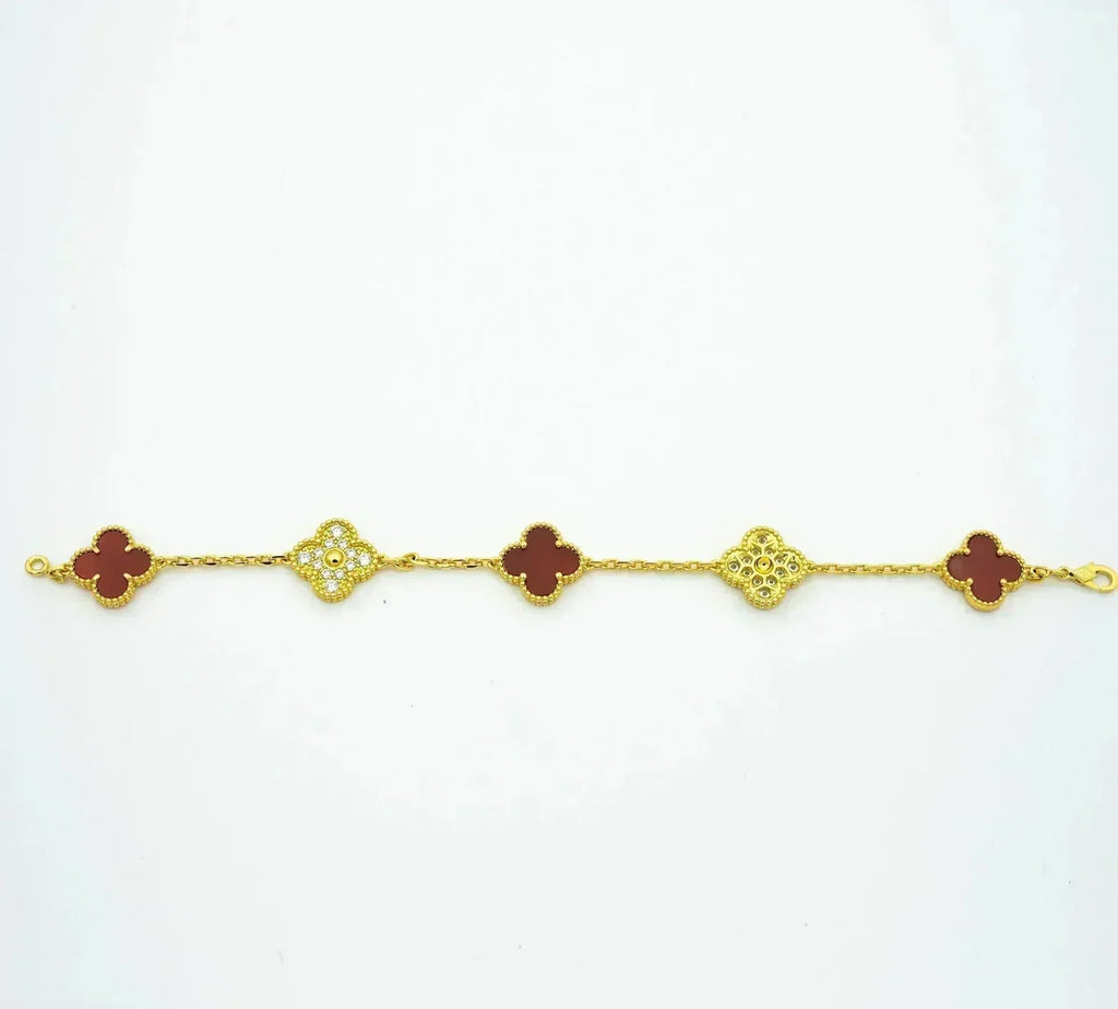 [Lumi]New  CLOVER 5 MOTIF RED CORNELIAN BRACELET COLLECTION
