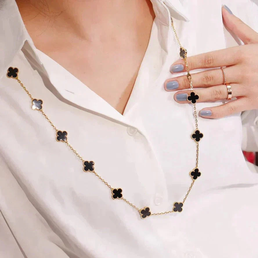 ¡®Lumi¡¯CLOVER 20 MOTIFS ONYX NECKLACE