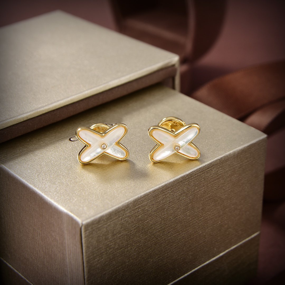 ¡®Lumi¡¯JEUX DE WHITE MOP GOLD DIAMOND EARRINGS