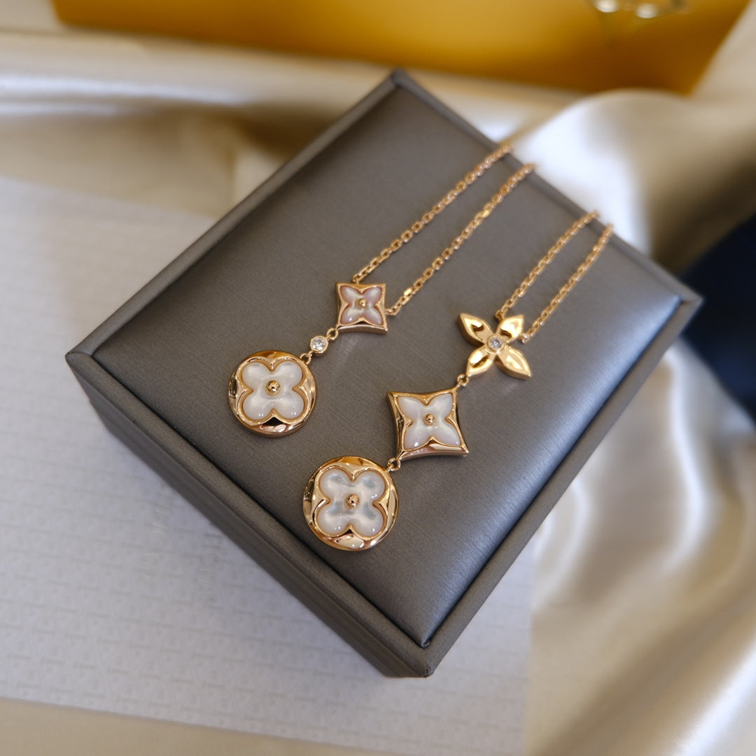 ¡®Lumi¡¯COLOR BLOSSOM LARIAT NECKLACE PINK GOLD WHITE MOTHER PEARL AND DIAMOND