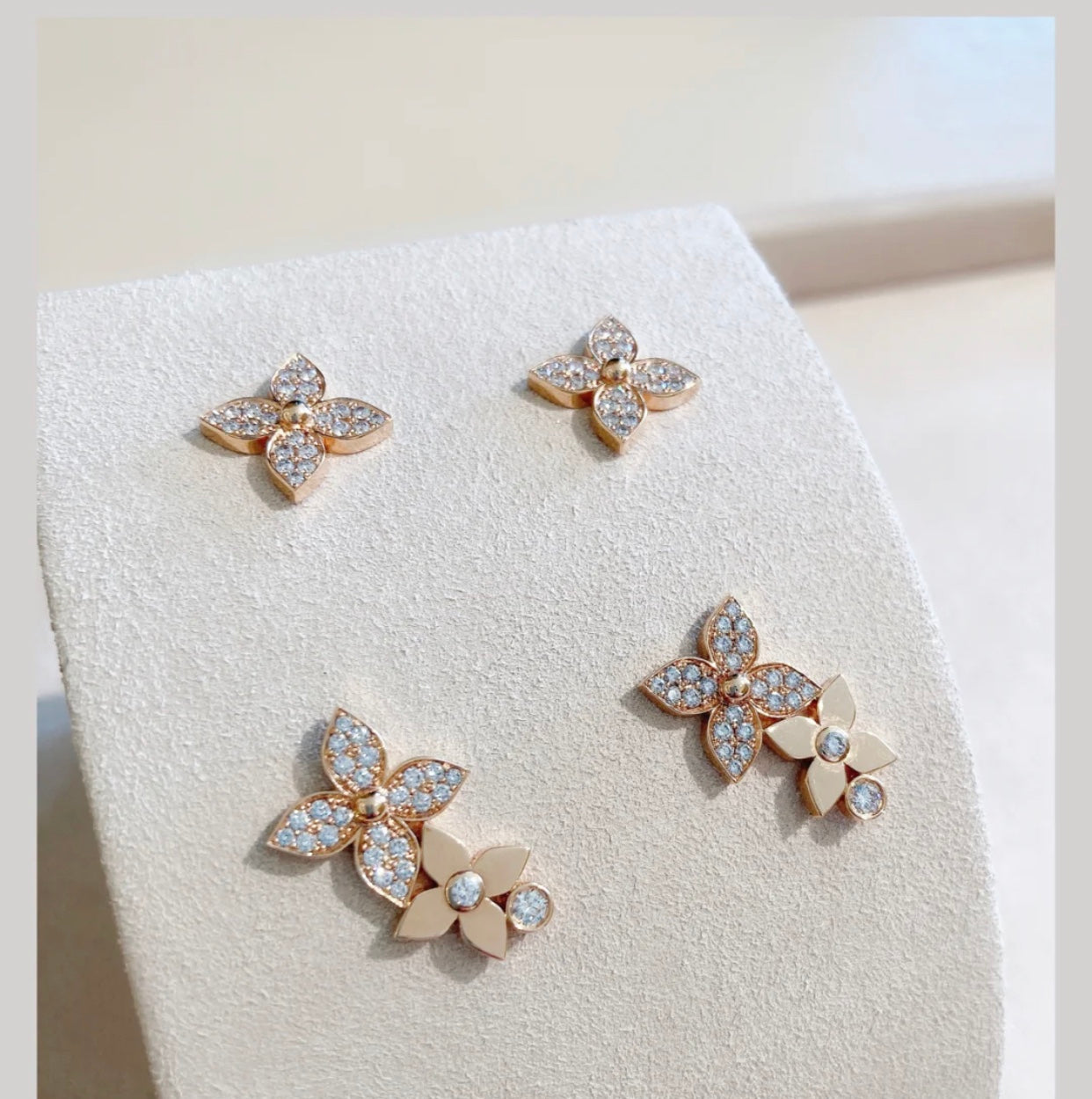¡®Lumi¡¯STAR BLOSSOM STUD EARRINGS PINK GOLD DIAMONDS
